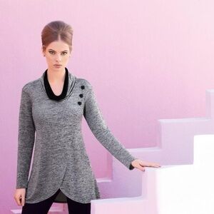 Joseph Ribkoff- Silvery Grey mock wrap top